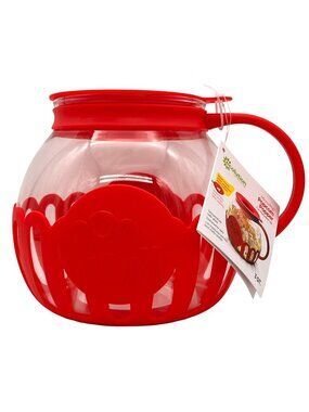 Ecolution Micro-Pop Glass Popcorn Popper 3 QT Red For Microwave Use New With Box